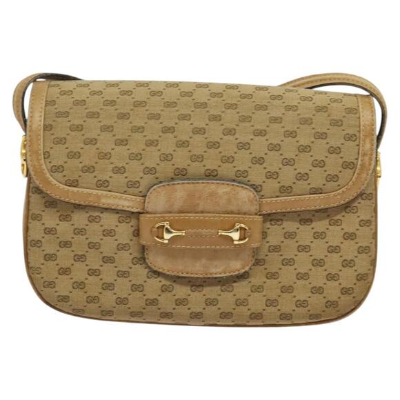 GUCCI Micro GG Canvas Shoulder Bag Beige Gold - Picture 2 of 16